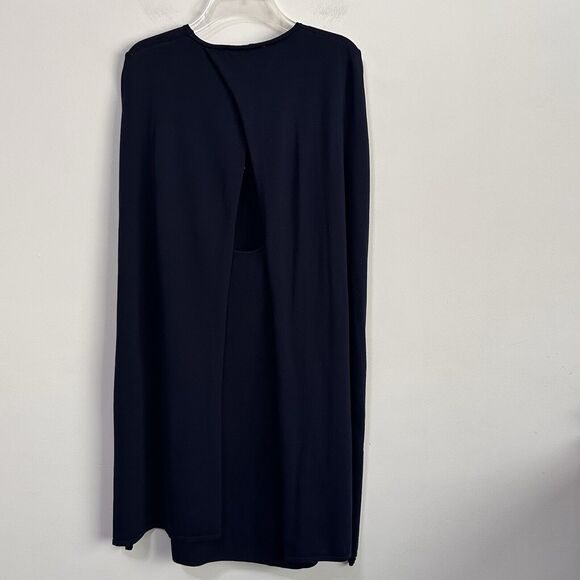 Zara Knit Cape Dress S Navy Blue‎ Party Trendy Sleeveless Classic Cocktail NEW - Picture 12 of 12